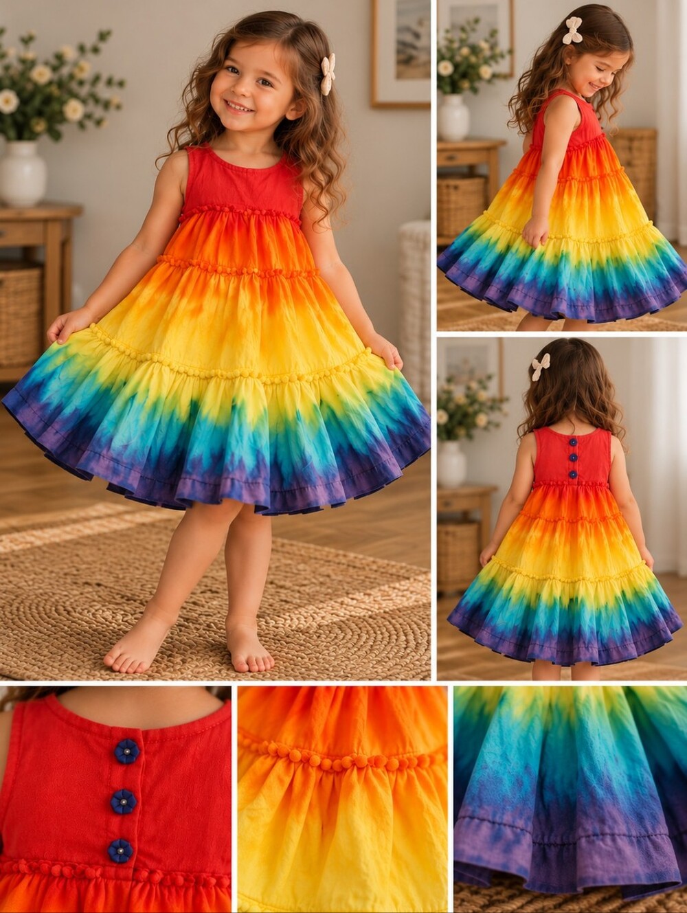 Isaac Mizrahi New York Rainbow Ombré Tiered Dress – Girls 4T 🌈
